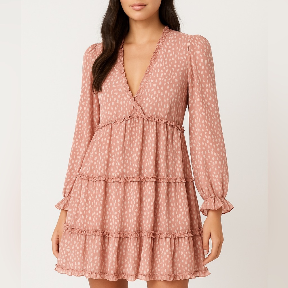 Pink Ruffle Tiered Mini Dress | Size M